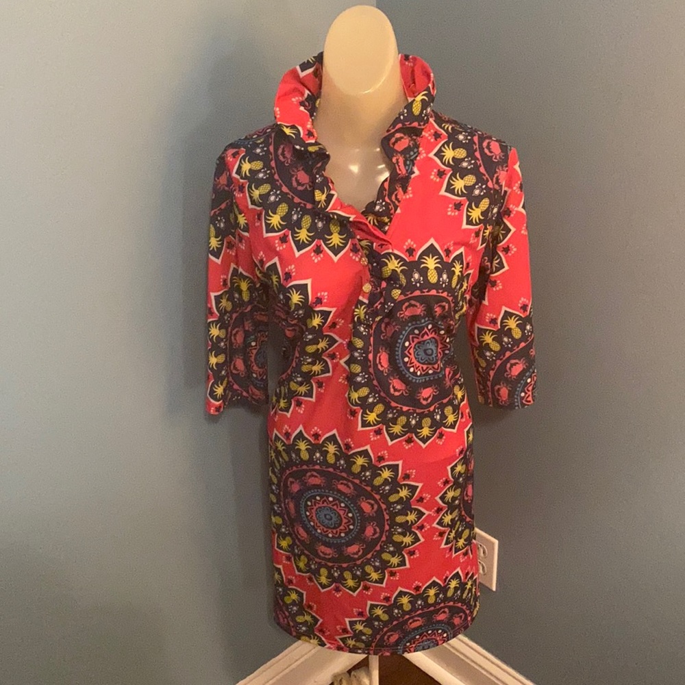 ☘️ 3/$30 Simply Southern High Collar Dress Size Medium EUC